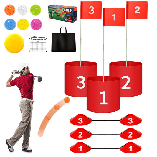 Golf Yard Bucket Games 3 Holes Golf Practice Game with Flag Golf Chipping Game for Kids and Adults Outdoor Indoor